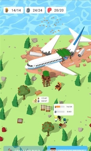 Idle Plane Crash Survival(岛屿建设者)游戏截图-1